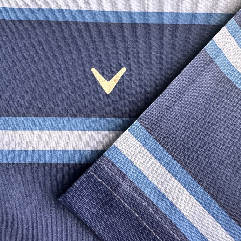Callaway Opti-Dri Striped Golf Polo Shirt Mens XXL Navy Blue Short Sleeve Logo - Picture 6 of 7